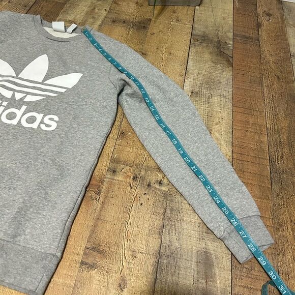 adidas Logo Graphic Sweatshirt XL 15/16 Fleece Grey/White Trefoil Logo - Picture 10 of 11
